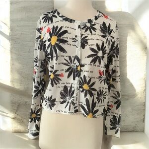 Tricotto Black and White Knit button-down cardigan sweater